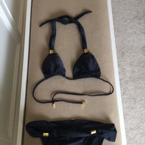 Vix Black and Gold Bikini Small top Medium bottom